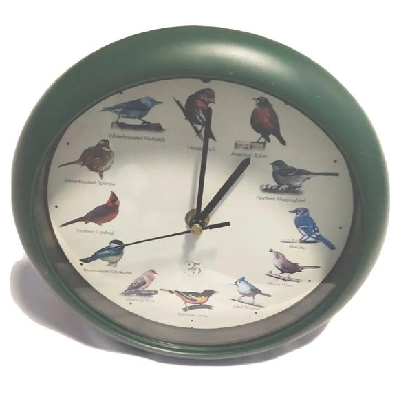 The Original Singing Bird Clock 25th Anniversary Edition Green 8.5" Tested VIDEO - Picture 3 of 17
